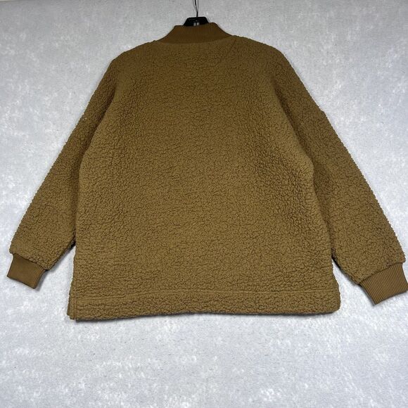 Aerie Jacket Womens Small Burnt Yellow Sherpa Teddy Quarter Zip Pullover Jacket - Picture 7 of 11